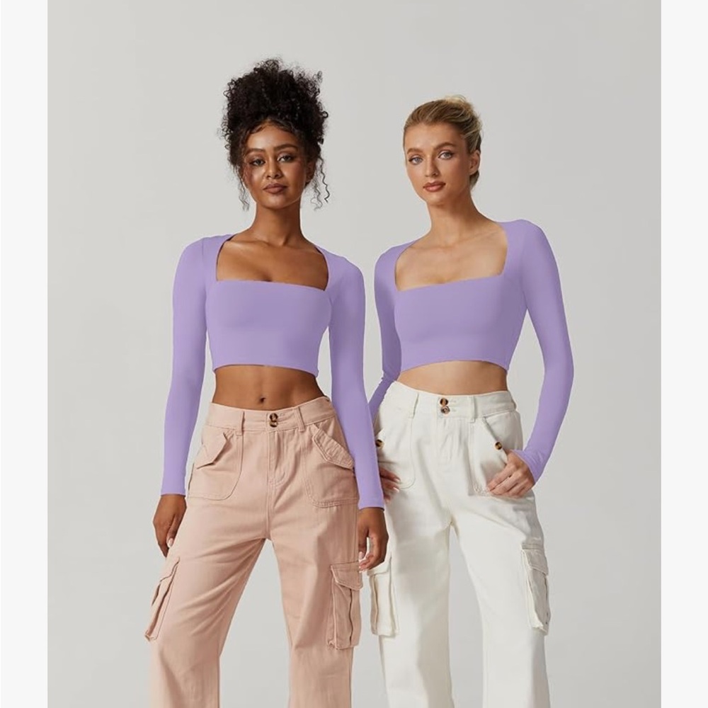 Square Neck Long sleeve Crop top